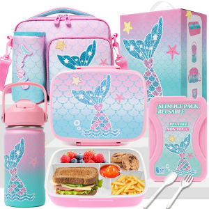 Cute Bento Box for Kids Lunch Box for Girls Bento Lunch Box for Kids Lunch Box Set with 5 Compartments Stainless Steel Water