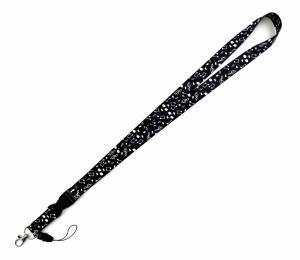 Black White Grid Music Note Keychain Lanyard Work ID Badge Mobile Phone Necklace Clip Buckle Hanging Rope Accessories