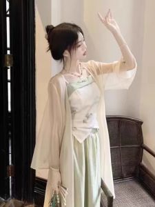 ใหม่สไตล์จีนน้ําแข็ง ผ้าไหม เสื้อผ้าป้องกันแสงแดด ผู้หญิง ฤดูร้อน บางความยาวปานกลาง ชุดกี่เพ้า แจ๊กเก็ตเปิด คาร์ดิเกน เสื้อโค้ท