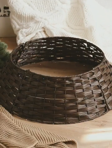 Rattan Christmas Tree Collar Rustic Handcrafted Natural Woven Xmas Tree Ring Tree Skirt Decorates