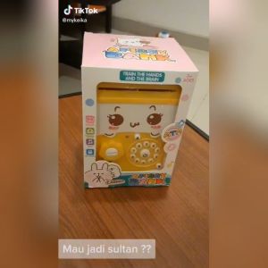 Celengan Anak Mini Karakter Piggy Mainan ATM Bank Brankas Mainan Anak 7 Tahun BiruKuningPink