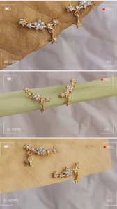 Khuyên tai cành ngôi sao đính đá sáng lấp lánh dễ thương style hàn quốc