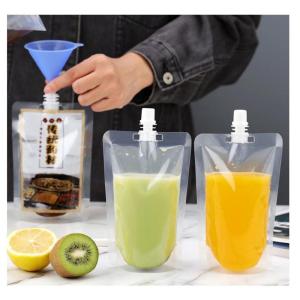 10PCS Travel Drink Spout Pouches With Funnel Transparent Plastic Bags 250/500ML Sealed Juice Storage Bag Beverage Summer Ice Cold Drink Pouch
