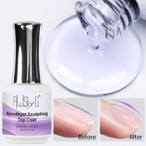 AWStorG 15ML Amethyst Sculpting Top Coat Not Yellowing Transparent Super Bright Soak Off UV LED Gel Varnish Top Coat Nail Art