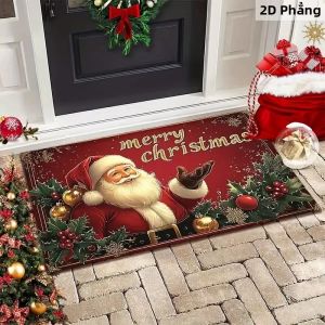 VIKAMA Giáng Sinh Vui Vẻ Thảm Trải Sàn Chống Trơn Trượt Lối Vào Nhà Mềm Mại Ngày Lễ Trang Trí Thảm Cho Cửa Trước Bền Có Thể Giặt Bằng Máy