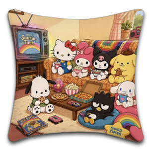 Sanrio | Sanrio Pillow Covers Cartoon Sofa Decorative Home Double-sided Printing Short Plush Cushion Cover Christmas gift