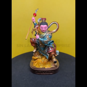 神像 4寸 树脂 Fibre【中壇元帥】立双轮 中坛元帅 哪吒 三太子 太子爺 天神系列 站款 金缕彩粉 金身 4“ Nezha the Crown Prince Fibre Statue S4-STZC)