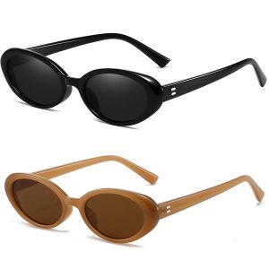 Retro Oval Sunglasses for Women Men Fashion Small Oval Sunglasses 90s Vintage Shades 2 Pieces a Lot