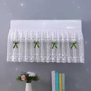 Lace Embroidery Flower Curtain Windproof Dust-proof Hanging Cover Anti-direct Blowing Air Conditioning Curtain Bedroom Decor
