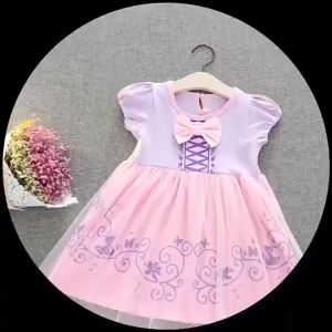 ฤดูร้อนเด็กสาวเจ้าหญิงแอเรียลชุดทารกราพันเซลสีม่วงตูชุดเด็กวันเกิดเทศกาลพรรคเจ้าหญิงเครื่องแต่งกายคอสเพลย์