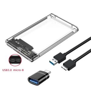 Congdi | Transparent HDD Case HDD Enclosure 5Gbps 2.5 Inch SSD SATA To USB 3.0 Type-C Adapter Portable External Hard Drive Box Tool-Free