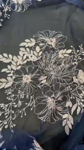 Vải Lưới Xanh Thêu Chỉ Khổ 1m5 - Giãn Nhẹ Mỏng Bồng - May ĐầmÁo Kiểu Pha Phối