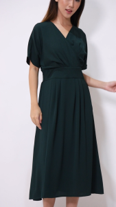 Urban Exchange Cecilia Green Dress - Gaun Midi Dress Kasual Dress Natal