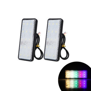 KEVANLY | 2pcs LED Motorcycle Reflector Rear Light Tail Brake Flashing Warning Light Running Light RGB White 12V for Motorcycle UTV ATV