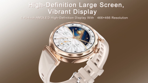 Rainbuvvy T101 2-in-1 Wireless Earphone Smart watch 1.43-inch AMOLED round screen Full Touch Square Screen Bluetooth call IP67 Waterproof Smartwatch For Women