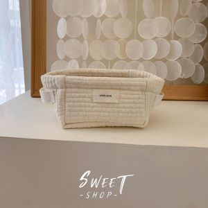 Minimalist Japanese Style Fabric Storage Basket Desktop 3D INS Milk White Organizer Box Decorative Display Tray