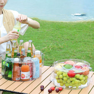 Foldable Transparent Bucket Picnic Fruit Basket Portable Clear Water Basins Food Storage Outdoor Washbasin Tourist Camping Use