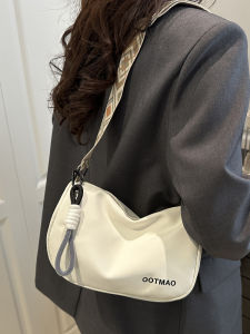 Casual Urban Minimalist Womens Crossbody Bag with Wide Shoulder Strap Commuter Bag Versatile Small Bucket Bag Nylon Material