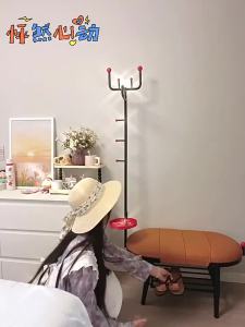 Clothes Hanging Coat Stand Hat Stand Clothes Rack Bag Stand Clothes Stand Floor Coat Hanger Stand Good-looking Design Creative Cute Shoe Changing Stool 落地衣帽架