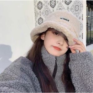 Mũ bucket lông cừu phong cách Hàn Quốc mềm mại mũ lông cừu nữ mềm giữ ấm thu đông - MU04