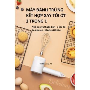 Máy đánh trứng cầm taymáy xay tỏi ớt đa năng xay thịt xay củ quả có sạc tích điện