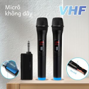 2 Kênh VHF Bộ Micro Không Dây Cầm Tay Đa Hướng Mic Cho Đảng Karaoke Nhà Thờ Diễn Sân Khấu Chuyên Nghiệp Họp