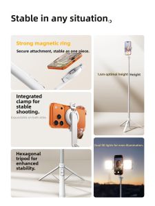W&P | Travel-Friendly Magnetic Selfie Stick with 360 Rotation