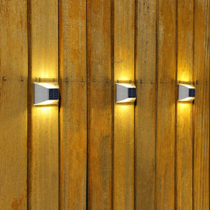 Vimite Stainless Steel LED Solar Wall Light Outdoor Waterproof Automatic Sensor Garden Light for House Villa Balcony Fence Decoration Light