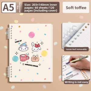 Simple Cute Cartoon Loose-Leaf Notebook Super Thick Ink-Proof Index Page Students Waterproof Cover Stationery Journal Binder