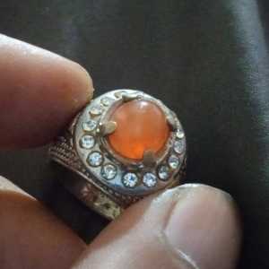 Batu Orange Carnelian 90x70x35 mm Plus Ring Size 7 Us Siap pakai