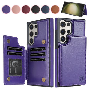 Wallet Magnetic Double Buckle RFID Blocking Card Slot Leather Case For Samsung Galaxy S25 FE S24 FE S23 Ultra S22 Plus S21 S20