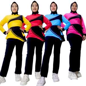 setelan olahraga muslim senam zumba aerobik bahan tc paragon spandex katun