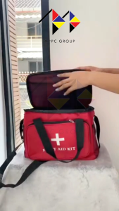 mppc & กระเป๋าแพทย์เคลื่อนที่ สีแดง (ไม่มีช่องกั้น) กระเป๋าปฐมพยาบาล รุ่นวัสดุผ้าพร้อมสายสะพาย Medical Bag First Aid Bag