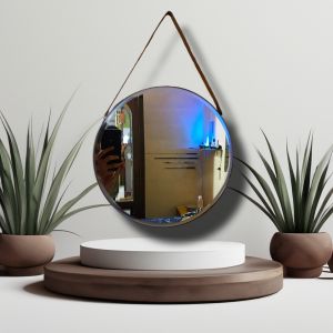 Cermin Bulat Minimalis | Cermin Dinding Bevel/Non Bevel untuk Kamar Ruang Tamu Kamar Mandi