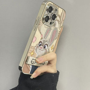Cute Rabbit Judy Phone Case for IQOO13 Vivo Cartoon Mickey Electroplated Silver Mirror Surface Anime Nick Protection Cover