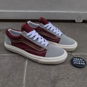 OBRAL SEPATU SNEAKERS PRIA VANESSS OLD SCHOOL ABU MAROON 39-43 SEPATU VULCANIZED ABU KREM MARON 100%
