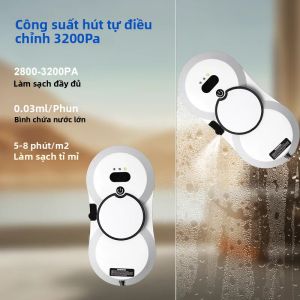 Robot Lau Kính Nhà Thông Minh Với Hệ Thống UPS Tự Động Làm Sạch Kính Cửa Sổ Bằng Hút Chân Không Chất Liệu ABS Cho Hiệu Quả Làm Sạch Cao