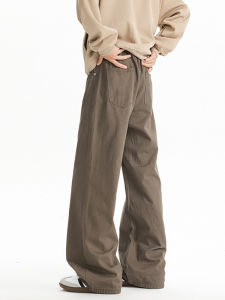 Brown Wide Leg Casual Jeans Mens Womens High Street Vintage Loose Straight Workwear Trousers Youth Trend Cotton Jeans