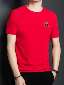 Loose Fit Paul Thousand Miles New Mens Short Sleeve T-Shirt round Neck 100% Pure Cotton Embroidered Fashion Half Sleeve Top