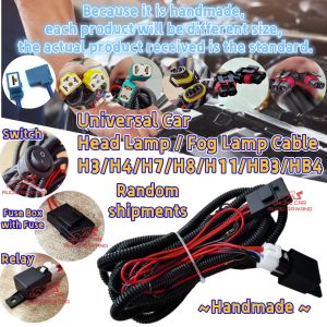 Universal Car Head Lamp / Fog Lamp / Sport Light Cable with Relay and Switch - H3/H4 100W/H7/H8/H11/HB3/HB4 - RANDOM SHIPMENTS