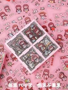 【Local shop】Kawaii Stickers DIY Girl Sticker 100pcs Cute Set Gift Box No Repeating PET Waterproof Stickers for Cup Notebook Journal Sticker 100张手帐卡通贴纸套装生日礼物