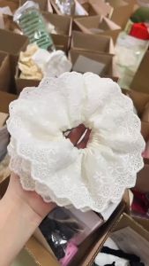 (Size to) Scrunchies Dây cột tóc Phối Ren Hàn Quốc nhiều lớp cỡ lớn tone màu đơn giản basic