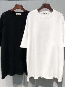 Loose Fit Pure Cotton Short Sleeve T-Shirt Womens Classic Solid Color Casual Versatile Mid-Length Top Korean Style Summer New Arrival