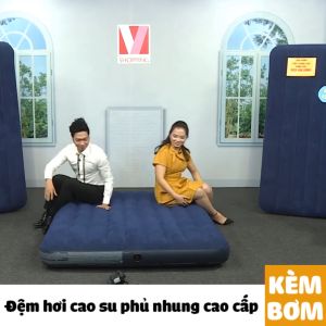 Đệm hơi kèm bơm điện 68758 (137x191x22cm) chất liệu cao su phủ nhung siêu bền thư giãn tuyệt đối