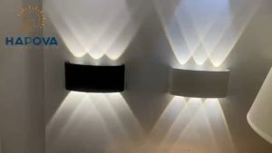 Đèn tường trang trí ốp tường hình bán nguyệt HAPOVA RETZI 3001 võ hợp kim chống nước