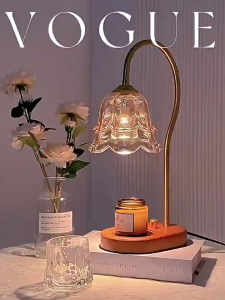 Scented Candle Warmer Lamp Candle Burner Electric Light Lampu Lilin Melting Adjustable Brightness Wooden Base with gu10 bulb Candle Melting Lamp for yankee candles Wax Lamp Electric Candle Light for Bedside Room Table Decoration Items香薰灯融蜡灯