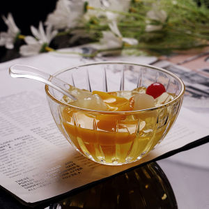 Bát Thủy Tinh Trong Suốt Sang Trọng Ins Tinh Tế Bát Salad Trái Cây Dùng Trong Gia Đình Bát Đựng Súp Kèm Thìa Bát Tráng Miệng