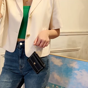 COEMA กระเป๋าสตางค์หนัง PU สีทึบกระเป๋าใส่เหรียญขนาดเล็กกระเป๋าจี้ที่เป็นประโยชน์กระเป๋าใส่กุญแจ