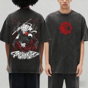 เสื้อยืดลายอนิเมะวินเทจฟอกสี ผู้ชาย ผู้หญิง แขนสั้น เสื้อยืดฤดูร้อนใหม่ ทรงโอเวอร์ไซส์ สตรีทแวร์ลำลอง เสื้อ Y2k ฮาราจูกุ