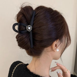 1pc black matte camellia grab clip large elegant French hair clip the back of the head coil hair premium shark clip hair grip